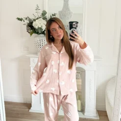 ENSEMBLE PYJAMA GAZE DE COTON VIEUX ROSE