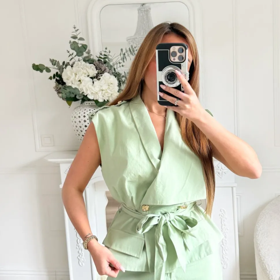 ENSEMBLE VESTE ET PANTALON BIJOUX DORÉS