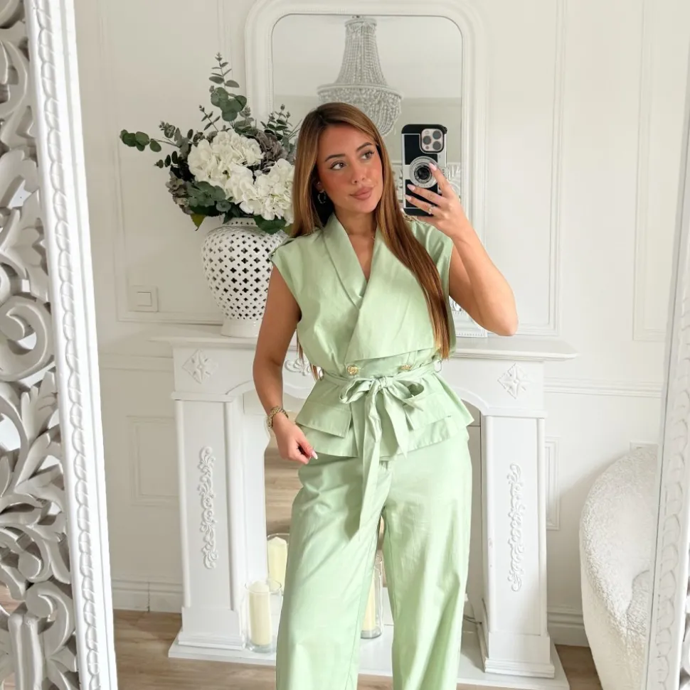 ENSEMBLE VESTE ET PANTALON BIJOUX DORÉS