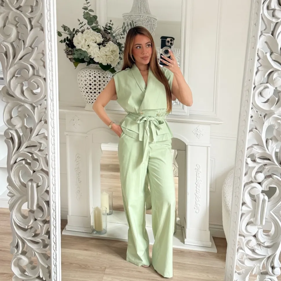 ENSEMBLE VESTE ET PANTALON BIJOUX DORÉS