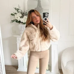 FOURRURE BEIGE À CAPUCHE MAÏA