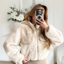 FOURRURE BEIGE À CAPUCHE MAÏA