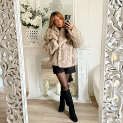 FOURRURE BEIGE CHINÉ LOLA