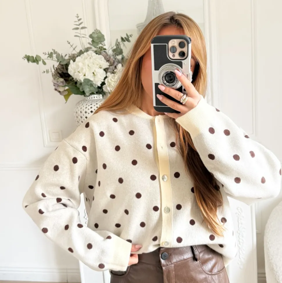 GILET BEIGE POIS CHOCO
