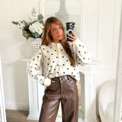 GILET BEIGE POIS CHOCO