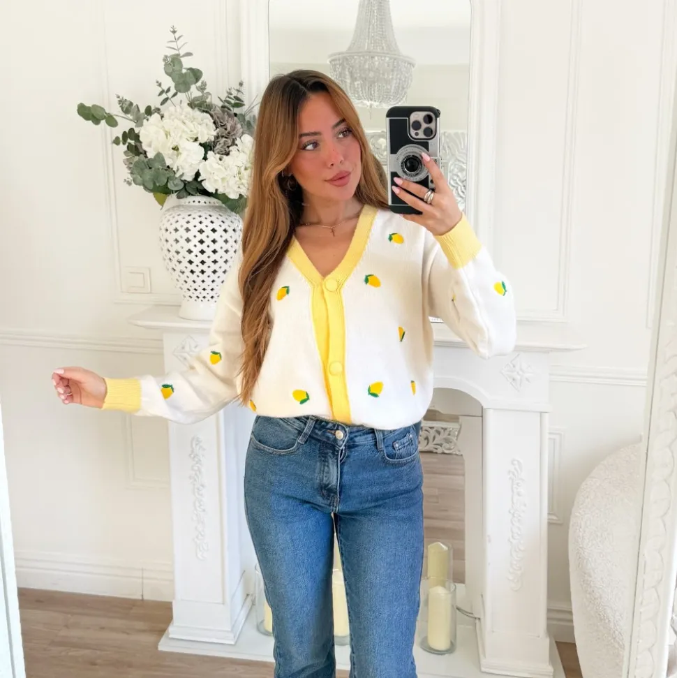 GILET BLANC MOTIFS CITRONS