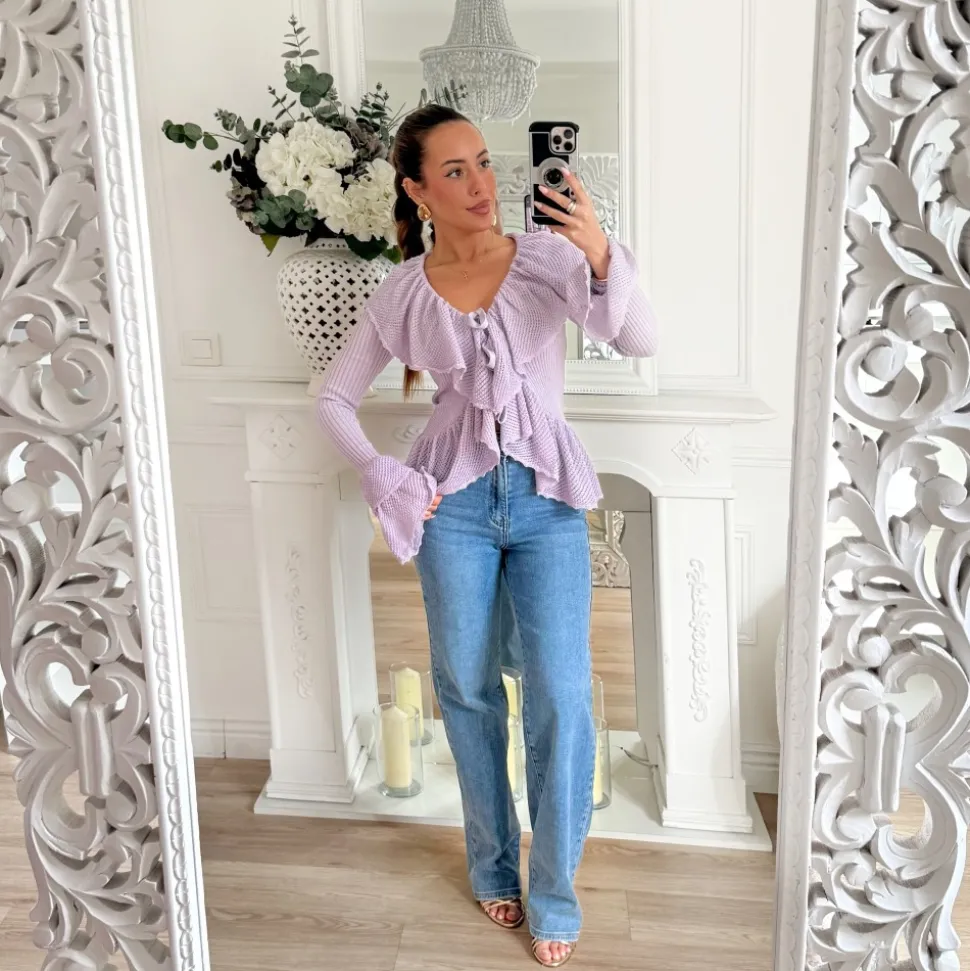 GILET LILAS CLAIR VOLANTS