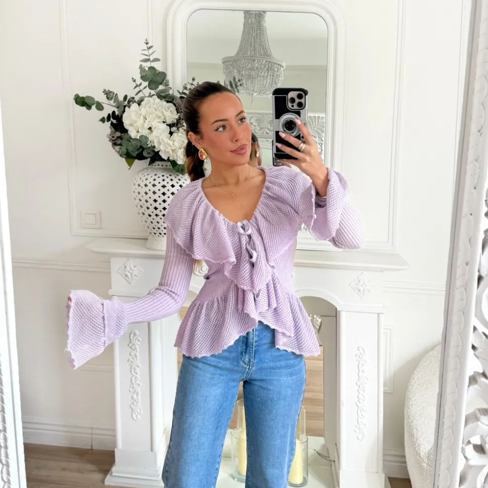 GILET LILAS CLAIR VOLANTS