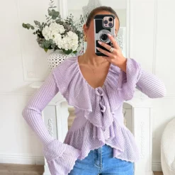 GILET LILAS CLAIR VOLANTS