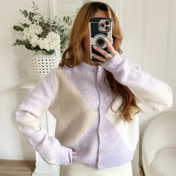 GILET LILAS JAUNE TARTAN NATHANAËLLE