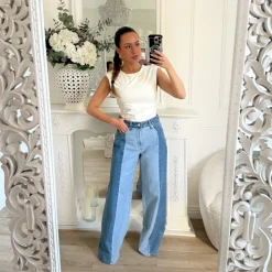 JEAN BRUT ET BLEU CLAIR COUPE DROITE