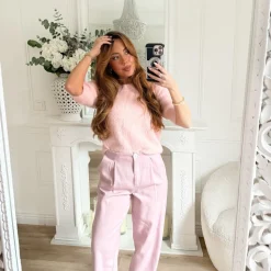 JEAN COUPE CAROTTE ROSE PASTEL LAURENCE