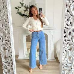 JEAN FLARE AVEC CEINTURE CAMEL BÉRÉNICE