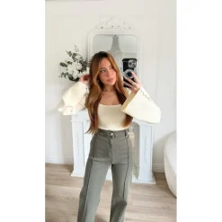 JEAN LIGNES TAILLE HAUTE KAKI CLAIR HONORINE