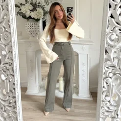 JEAN LIGNES TAILLE HAUTE KAKI CLAIR HONORINE