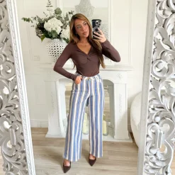 JEAN RAYURES STRETCH BLEU CHOCO