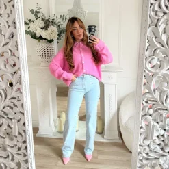 JEAN STRAIGHT FLEURS MARINA