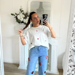 JEAN STRETCH COEURS ROUGES