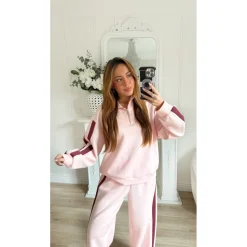 JOGGING PINK BANDES BURGUNDY INÉS