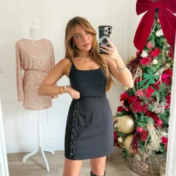 JUPE BLACK BANDE SEQUINS ANTONIA