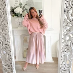 JUPE NUDE ROSÉ PLISSÉE