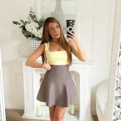 JUPE PEPLUM TAUPE EN MAILLE