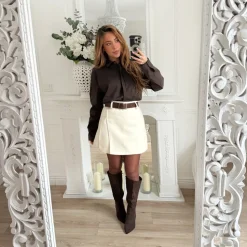 JUPE SHORT BEIGE AVEC CEINTURE ELIANA