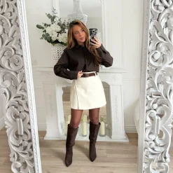 JUPE SHORT BEIGE AVEC CEINTURE ELIANA