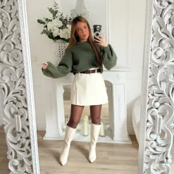 JUPE SHORT BEIGE AVEC CEINTURE ELIANA