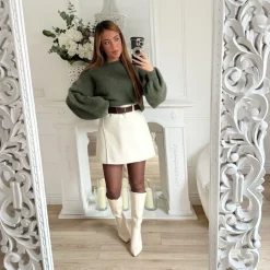 JUPE SHORT BEIGE AVEC CEINTURE ELIANA