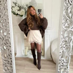 JUPE SHORT BEIGE DENTELLE