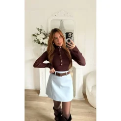 JUPE SHORT BLEUE AVEC CEINTURE ELIANA