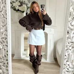 JUPE SHORT BLEUE AVEC CEINTURE ELIANA