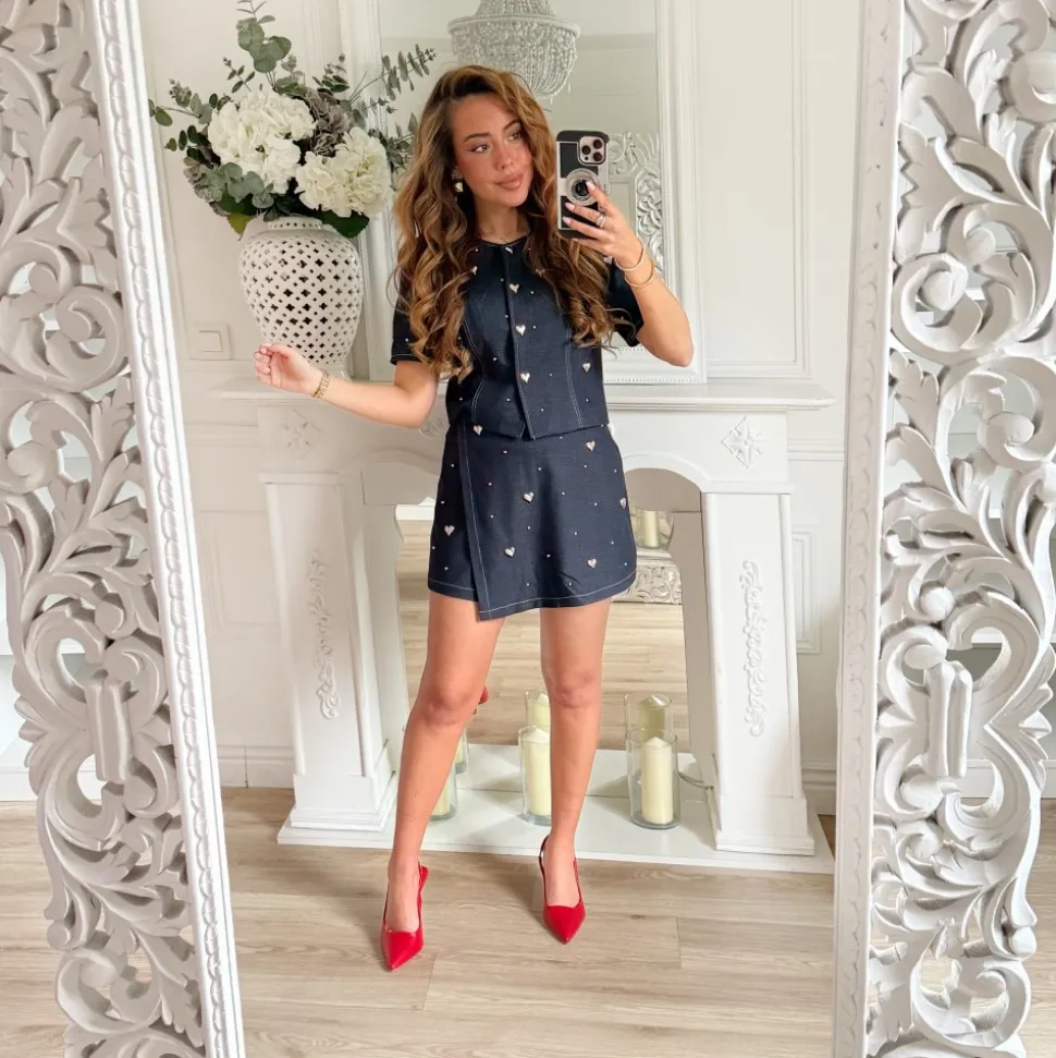 JUPE SHORT DENIM COEURS