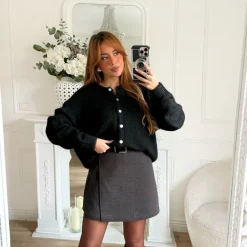 JUPE SHORT GRISE AVEC CEINTURE ELIANA