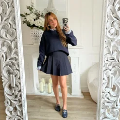 JUPE SHORT MARINE STYLE ÉCOLIÈRE MARCELINE