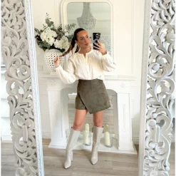 JUPE SHORT SUÉDINE KAKI