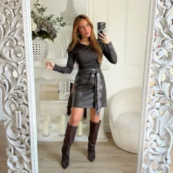 JUPE SIMILI BLACK LUCILE