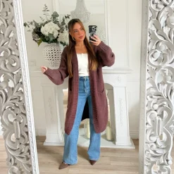 LONG GILET MAILLE CHOCO