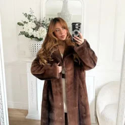 LONG MANTEAU FOURRURE CHOCO NUANCES