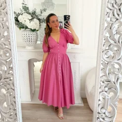 LONG ROBE FRAMBOISE DOS À NOUER