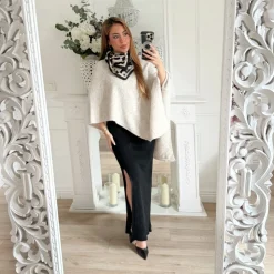 LONGUE JUPE MAILLE BLACK FENTE RAÏSSA