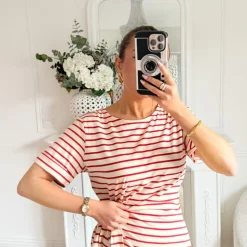 LONGUE ROBE À NOUER MARINIERE ROUGE