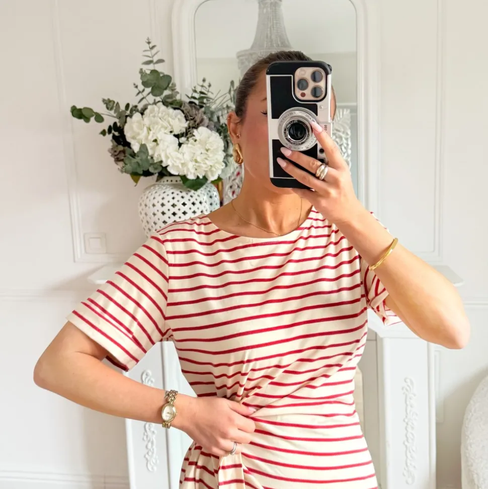 LONGUE ROBE À NOUER MARINIERE ROUGE