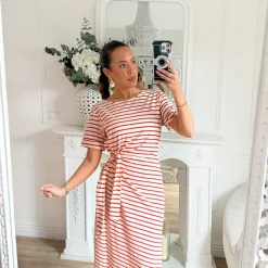 LONGUE ROBE À NOUER MARINIERE ROUGE