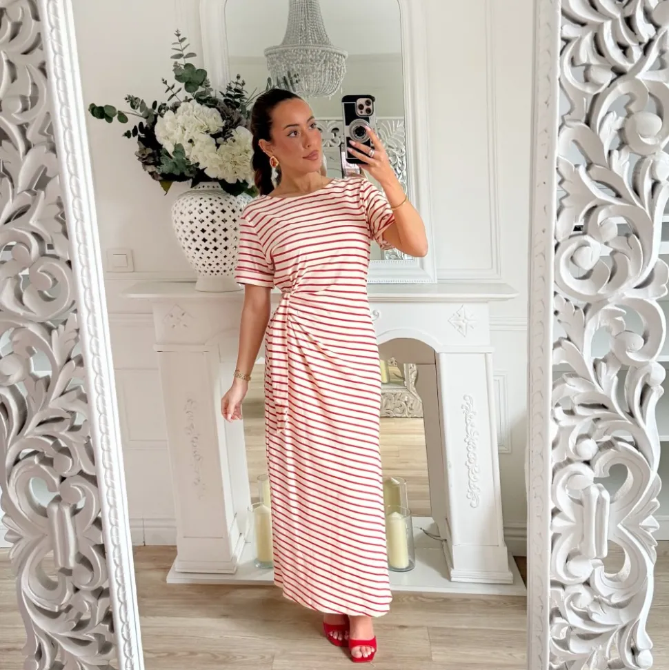 LONGUE ROBE À NOUER MARINIERE ROUGE