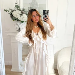 LONGUE ROBE AMPLE SATIN BEIGE