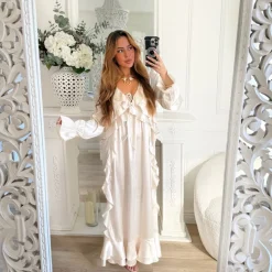 LONGUE ROBE AMPLE SATIN BEIGE