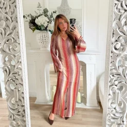 LONGUE ROBE CROCHET TERRACOTA BEIGE