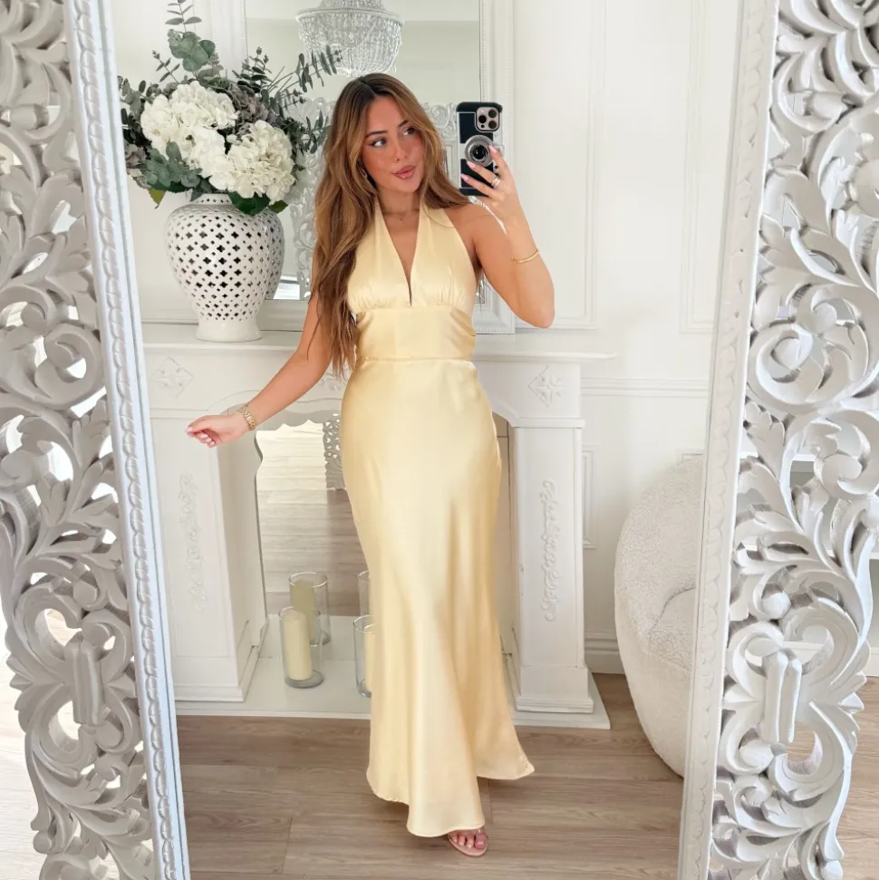 LONGUE ROBE DOS NU JAUNE MODÉLE 2